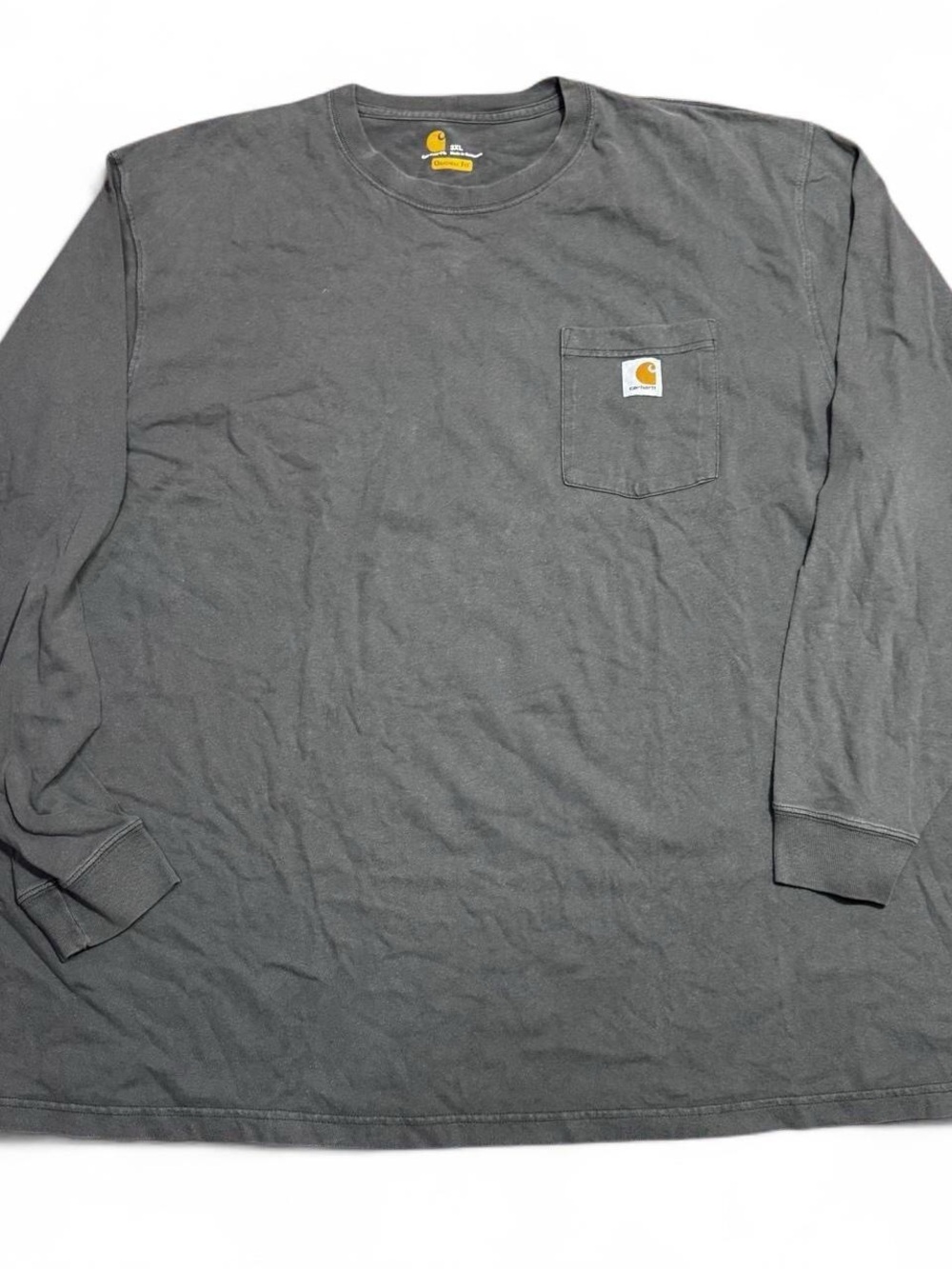 Carhartt Gray Long-Sleeve Pocket Tee with Logo